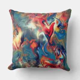 Almofada Tons azuis e vermelhos manchados, tinta virtual de