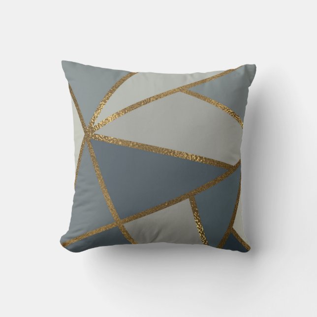 Almofada Tons Cinzas Dourado Neutro Bronze Geométrico (Frente)