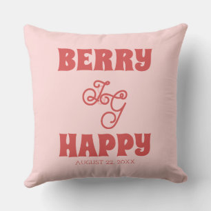 Almofada Tons de cor de morango Berry Happy para recém-casa