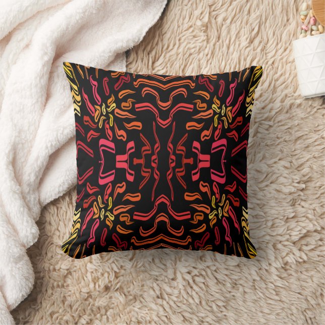 Almofada Tons de Laranja Vermelho Amarelo Design de Arte de (Cobertor)