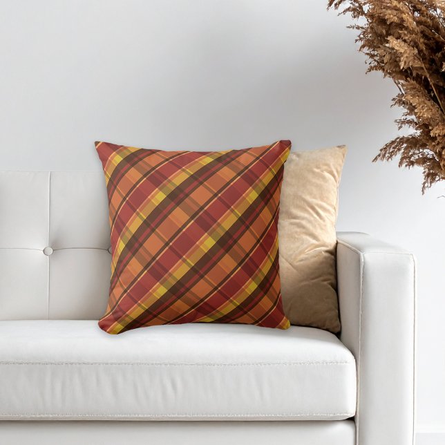 Almofada Tons Quentes Cores de Outono Xadrez (Criador carregado)