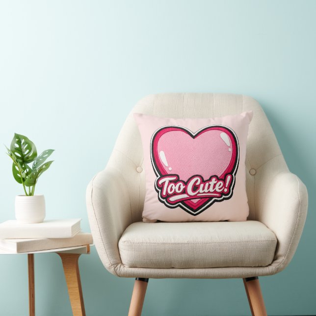 Almofada 💗✨ “Too Cute!” Heart Pillow 🛋️🎀 (Cadeira)