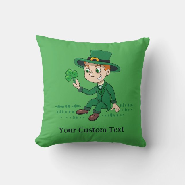 Almofada Toon leprechaun bonito com shamrock e arco-íris (Frente)