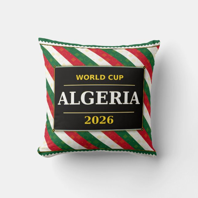 Almofada Torcida de Futebol da Argélia 2026 com Padrões Inc (Frente)
