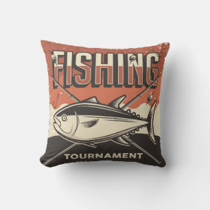 Almofada Torneio de peixes Clássico de Grunge Retro Vintage