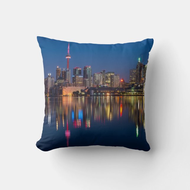 Almofada Toronto, Canadá, paisagem urbana noturna (Frente)