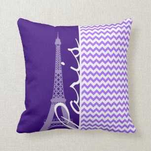 Almofada Torre Eiffel; Chevron roxo