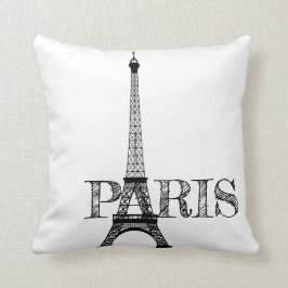Almofada Torre Eiffel preto e branco de Paris