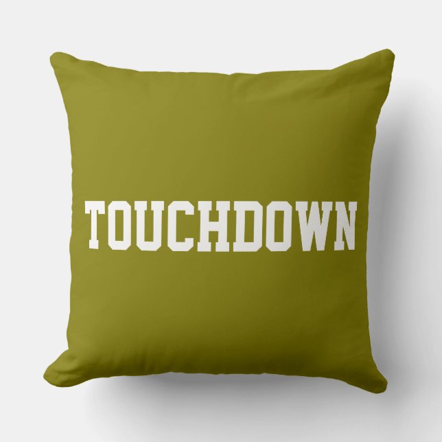 Almofada TOUCHDOWN Esportivo Texto de Futebol Branco no Oli (Frente)