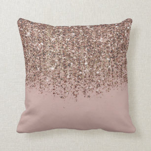 Almofada Toupe Bege Rosa Dourado Bronze Glitter Cascata