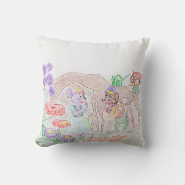 Almofada Trabalho de arte de Crianças Personalizadas, dois  (Frente)