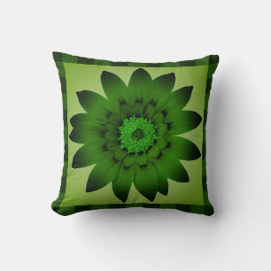 Almofada Trabalho de arte de Flor Verde Oleícola Escuro - T