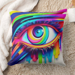 Almofada Trabalho de arte de Olhos do Arco-Íris Vibrantes