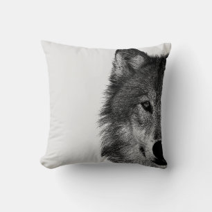 Almofada Trabalho de arte de Olhos do Lobo Negro e Branco