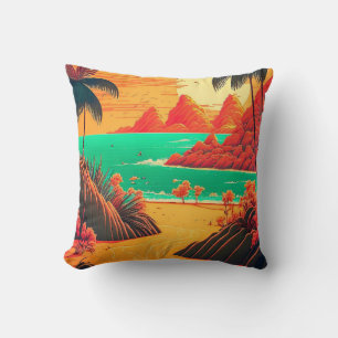 Almofada Trabalho de arte de Paisagem Tropical de Verão Col