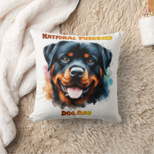 Almofada Trabalho de arte de Rottweiler no Dia Nacional do