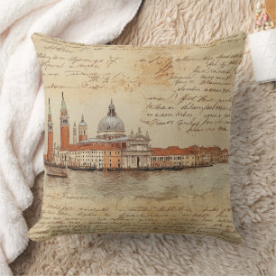 Almofada Trabalho de arte de Veneza Romântica com Script
