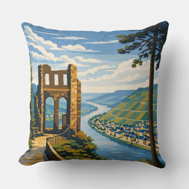Almofada Traben-Trarbach Scenic Vintage Art  (Frente)