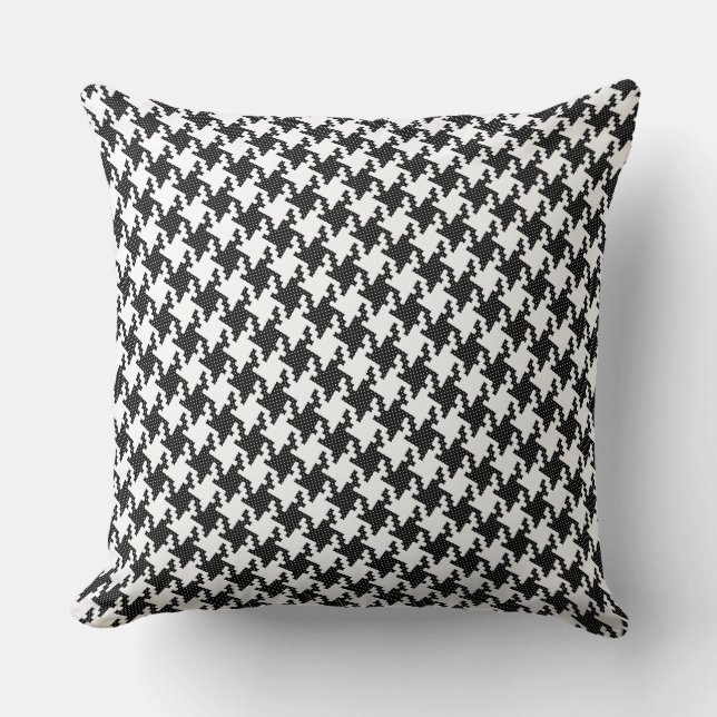 Almofada Traço cruzado preto&branco Houndstooth Pied-de-Pou (Frente)
