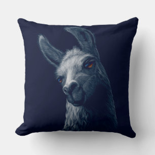 Almofada Traço de Cabeça de Retrato Llama com Fundo de Mari