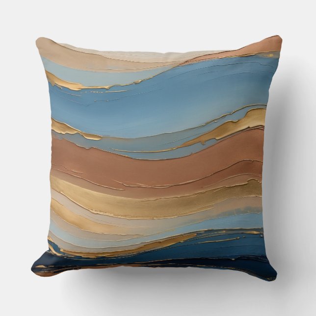 Almofada Traços de pincel de ouro e bronze (Frente)