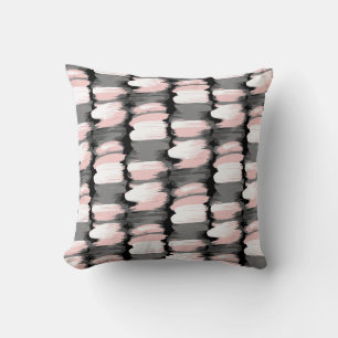 Almofada Traços de pincel, decoração cor-de-rosa-cinza.