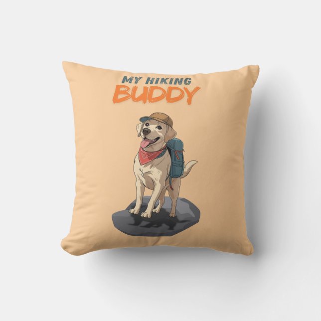 Almofada Trail Buddy – Hiking Labrador Adventure (Frente)