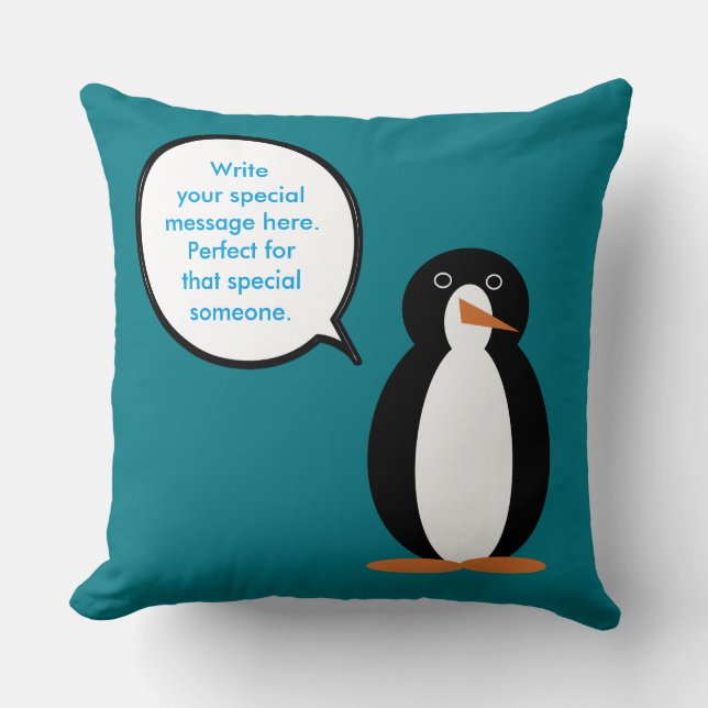 Almofada Traje de Aniversário Ms. Penguin Personalizado (Frente)