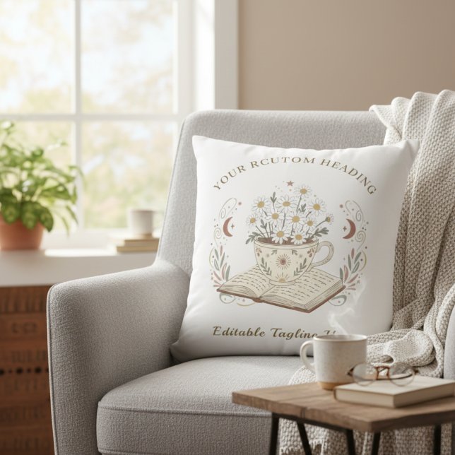Almofada Tranquil Neutral Floral Teacup Flowers Design (Elegant Teacup Flowers Throw Pillow)