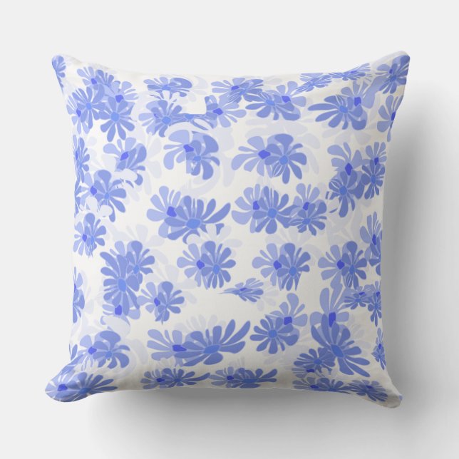 Almofada Tranquil Touch: Blue Patterned Throw Pillow (Frente)