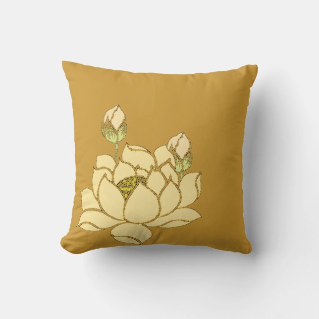 Almofada Tranquilidade do ouro: Lotus Amarelo (Frente)