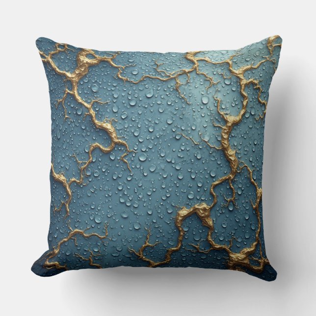 Almofada Transformação Abstrata Inspirada em Kintsugi Doura (Frente)