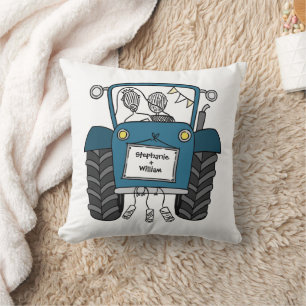 Almofada Trator Azul de Casamento de País Personalizado