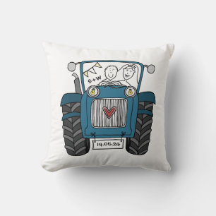 Almofada Trator Azul de Casamento de País Personalizado