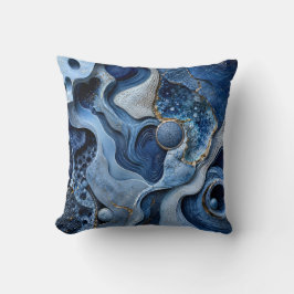 Almofada Travesseira Abstrata Geodo Azul Ouro | Arte de Lux