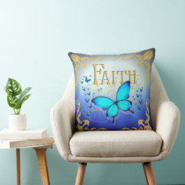 Almofada Travesseira Arsty Blue Butterfly 20"x20" - Fé 
