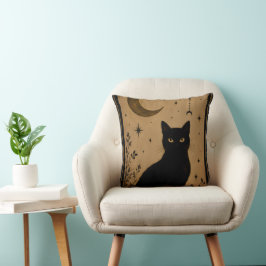 Almofada Travesseira Botânica de Gato Preto Gótico | Decora
