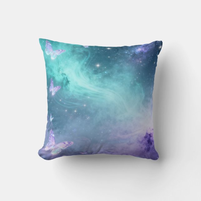 Almofada Travesseira Butterfly Aqua Galaxy (Frente)