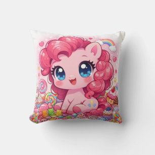 Almofada Travesseira de Arremesso de Arte Chibi de Pônei Ro