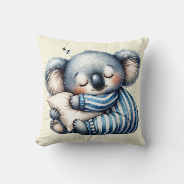 Almofada Travesseira de Arremesso de Urso Koala Sonolento (Frente)