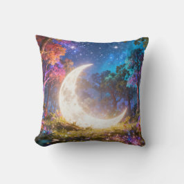 Almofada Travesseira de Arremesso Floresta Fantasia Lua Cre
