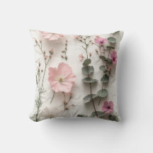 Travesseira de arte floral em pastel suave de euca