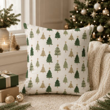 Travesseira de árvore de Natal em aquarela minimal