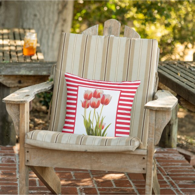 Almofada Travesseira de Flor de Tulipa Vermelha Estilo Prim (Cadeira)