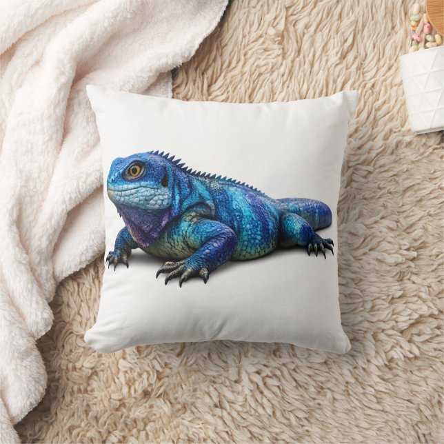 Almofada Travesseira de Iguana Azul Moderna (Cobertor)