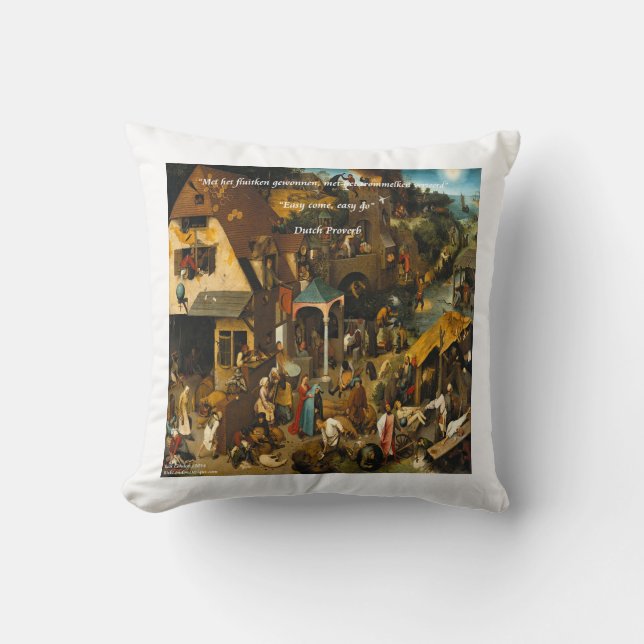Almofada Travesseira de Lançar com Arte e Provérbio Holand (Frente)