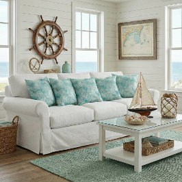 Almofada Travesseira de lançamento cristais do oceano Aqua