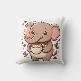 Almofada Travesseira de lançamento de café de elefante Kawa