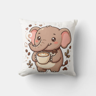 Almofada Travesseira de lançamento de café de elefante Kawa