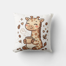 Travesseira de lançamento de café de girafa fofa
